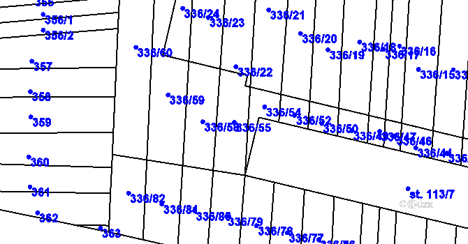 Parcela st. 336/55 v KÚ Růžov na Moravě, Katastrální mapa