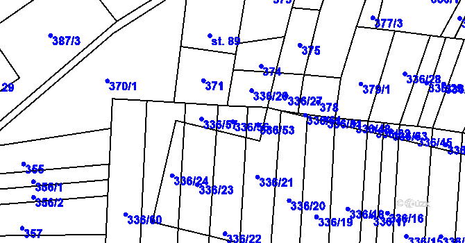Parcela st. 336/56 v KÚ Růžov na Moravě, Katastrální mapa