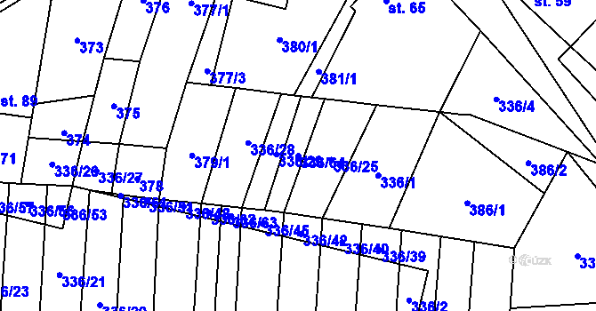 Parcela st. 336/64 v KÚ Růžov na Moravě, Katastrální mapa
