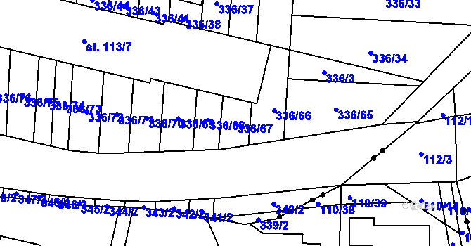 Parcela st. 336/67 v KÚ Růžov na Moravě, Katastrální mapa