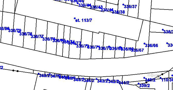 Parcela st. 336/71 v KÚ Růžov na Moravě, Katastrální mapa