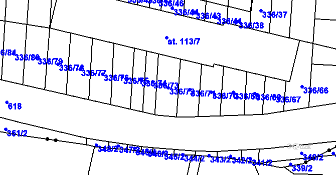 Parcela st. 336/72 v KÚ Růžov na Moravě, Katastrální mapa