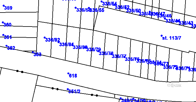 Parcela st. 336/78 v KÚ Růžov na Moravě, Katastrální mapa
