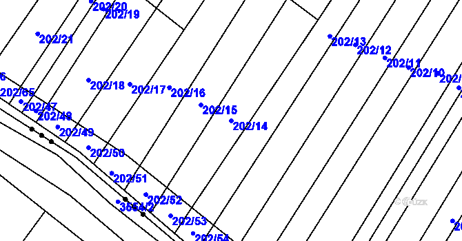 Parcela st. 202/14 v KÚ Stražisko, Katastrální mapa