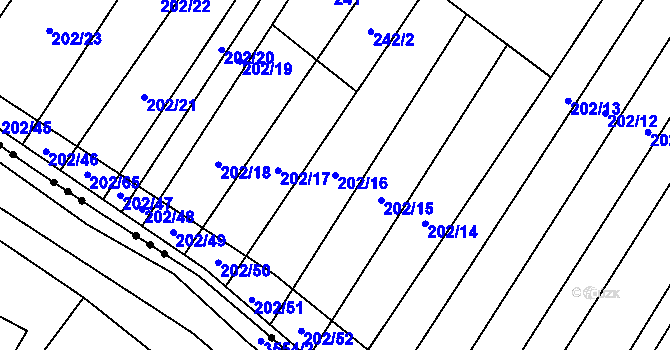 Parcela st. 202/16 v KÚ Stražisko, Katastrální mapa
