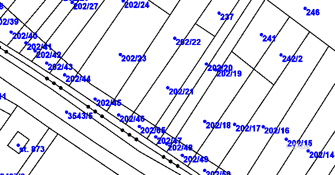 Parcela st. 202/21 v KÚ Stražisko, Katastrální mapa
