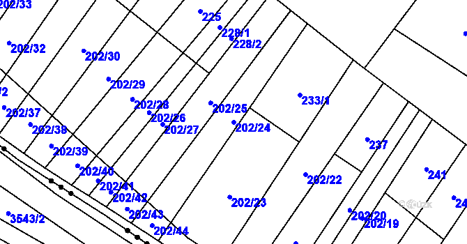 Parcela st. 202/24 v KÚ Stražisko, Katastrální mapa