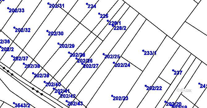 Parcela st. 202/25 v KÚ Stražisko, Katastrální mapa
