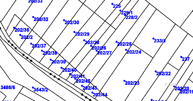 Parcela st. 202/27 v KÚ Stražisko, Katastrální mapa