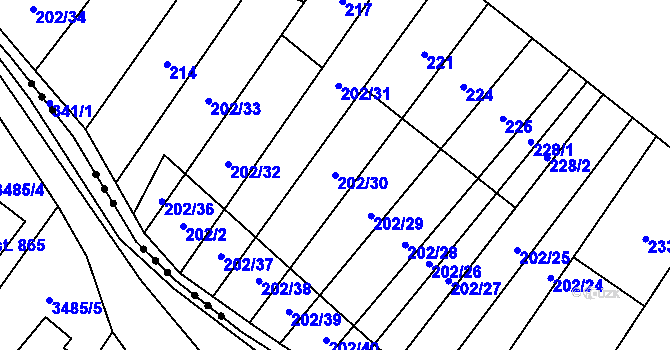 Parcela st. 202/30 v KÚ Stražisko, Katastrální mapa