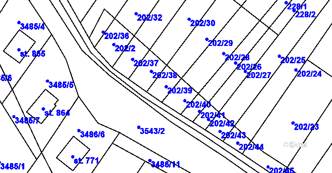 Parcela st. 202/39 v KÚ Stražisko, Katastrální mapa
