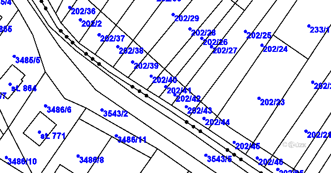 Parcela st. 202/41 v KÚ Stražisko, Katastrální mapa