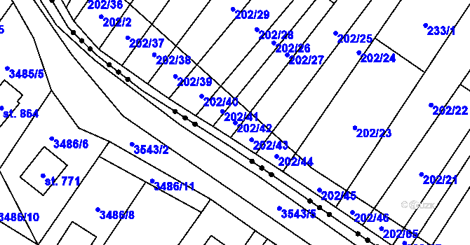 Parcela st. 202/42 v KÚ Stražisko, Katastrální mapa