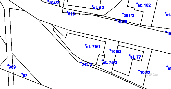 Parcela st. 75/1 v KÚ Stražisko, Katastrální mapa