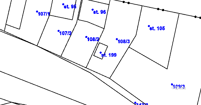 Parcela st. 199 v KÚ Stražisko, Katastrální mapa