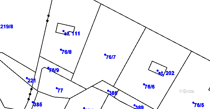 Parcela st. 76/7 v KÚ Stražisko, Katastrální mapa