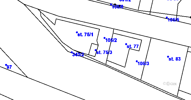 Parcela st. 75/3 v KÚ Stražisko, Katastrální mapa