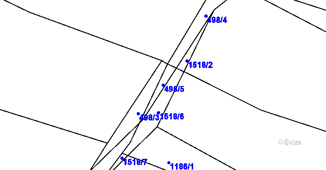 Parcela st. 498/5 v KÚ Lomec, Katastrální mapa