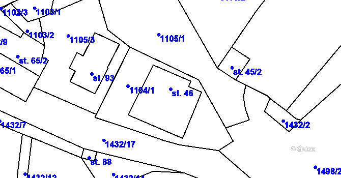 Parcela st. 46 v KÚ Lomec, Katastrální mapa