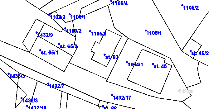 Parcela st. 93 v KÚ Lomec, Katastrální mapa