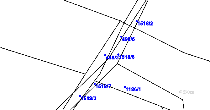 Parcela st. 498/3 v KÚ Lomec, Katastrální mapa