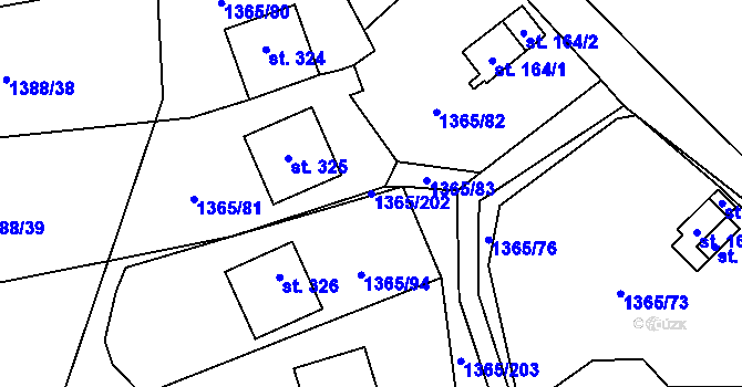Parcela st. 1365/202 v KÚ Strážkovice, Katastrální mapa