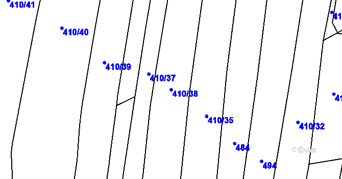 Parcela st. 410/38 v KÚ Strážkovice, Katastrální mapa