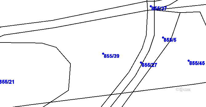 Parcela st. 855/39 v KÚ Strážkovice, Katastrální mapa