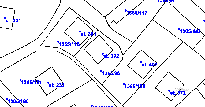Parcela st. 392 v KÚ Strážkovice, Katastrální mapa
