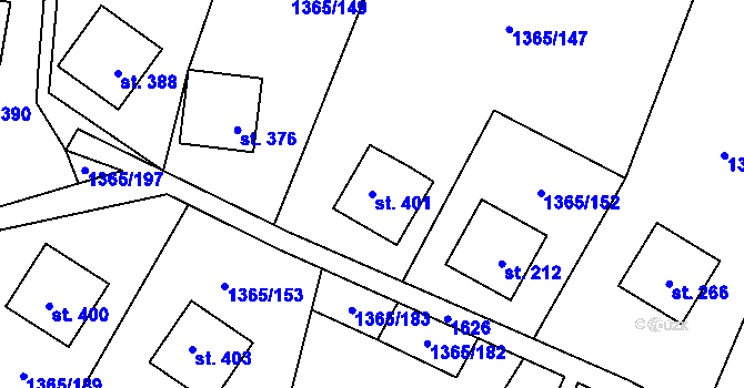 Parcela st. 401 v KÚ Strážkovice, Katastrální mapa