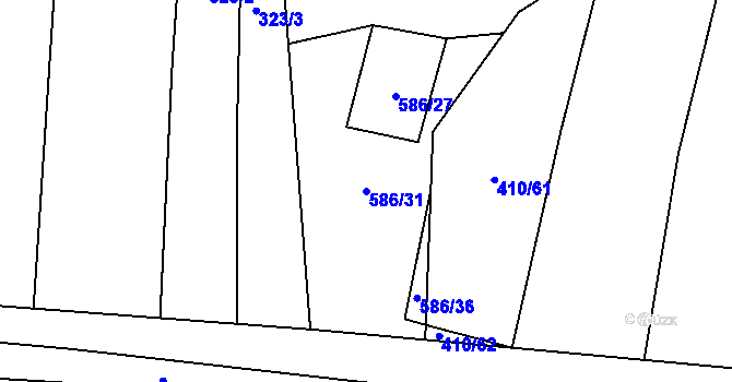 Parcela st. 586/31 v KÚ Strážkovice, Katastrální mapa