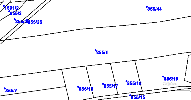 Parcela st. 855/1 v KÚ Strážkovice, Katastrální mapa