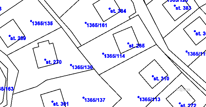 Parcela st. 1365/114 v KÚ Strážkovice, Katastrální mapa