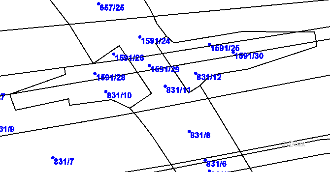 Parcela st. 831/11 v KÚ Strážkovice, Katastrální mapa