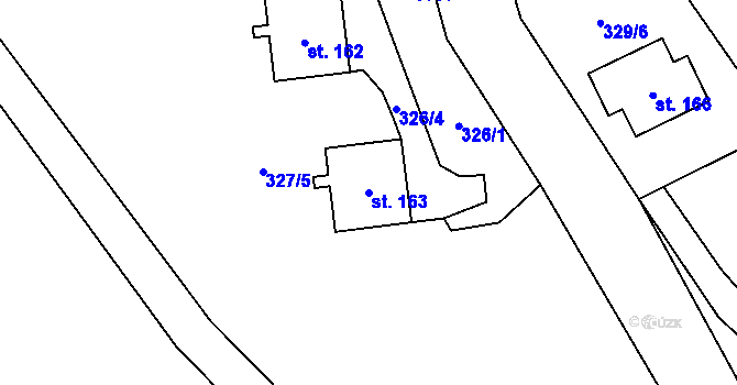 Parcela st. 163 v KÚ Strážná, Katastrální mapa