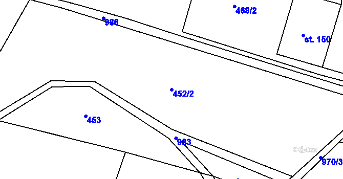 Parcela st. 452/2 v KÚ Strážná, Katastrální mapa