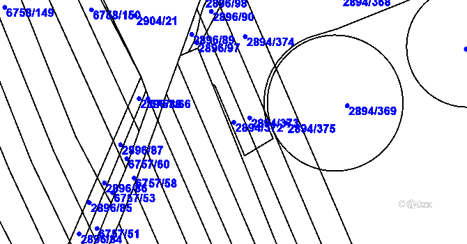 Parcela st. 2894/372 v KÚ Strážnice na Moravě, Katastrální mapa