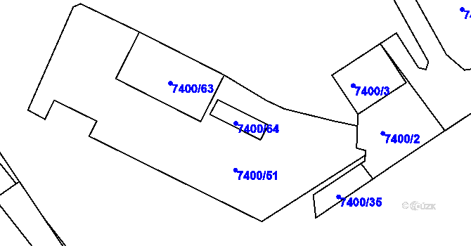 Parcela st. 7400/64 v KÚ Strážnice na Moravě, Katastrální mapa