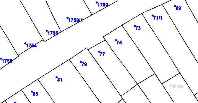 Parcela st. 77 v KÚ Strážnice na Moravě, Katastrální mapa