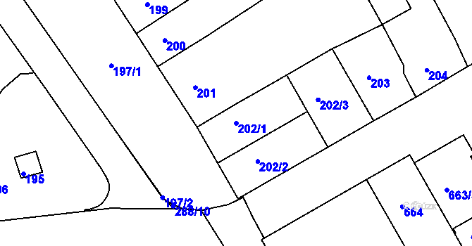 Parcela st. 202/1 v KÚ Strážnice na Moravě, Katastrální mapa