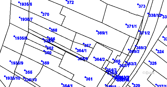 Parcela st. 367 v KÚ Strážnice na Moravě, Katastrální mapa