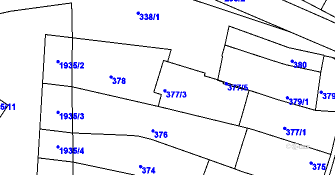 Parcela st. 377/3 v KÚ Strážnice na Moravě, Katastrální mapa