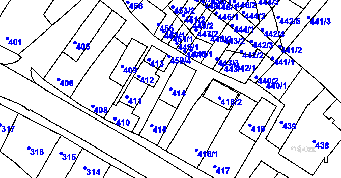 Parcela st. 414 v KÚ Strážnice na Moravě, Katastrální mapa