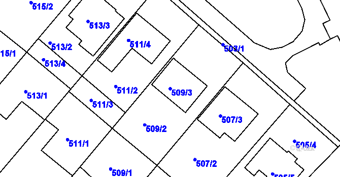 Parcela st. 509/3 v KÚ Strážnice na Moravě, Katastrální mapa