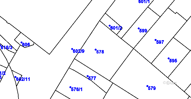 Parcela st. 578 v KÚ Strážnice na Moravě, Katastrální mapa