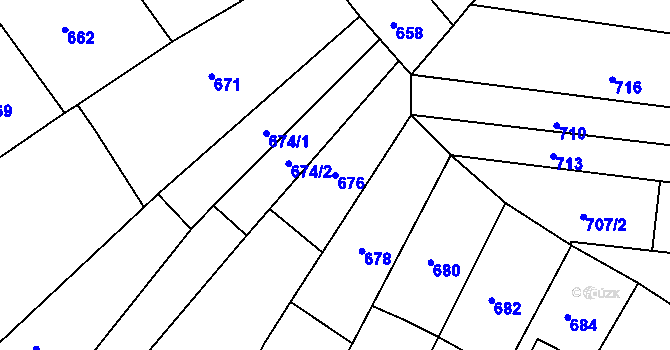 Parcela st. 676 v KÚ Strážnice na Moravě, Katastrální mapa