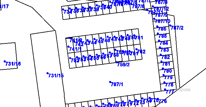 Parcela st. 757 v KÚ Strážnice na Moravě, Katastrální mapa