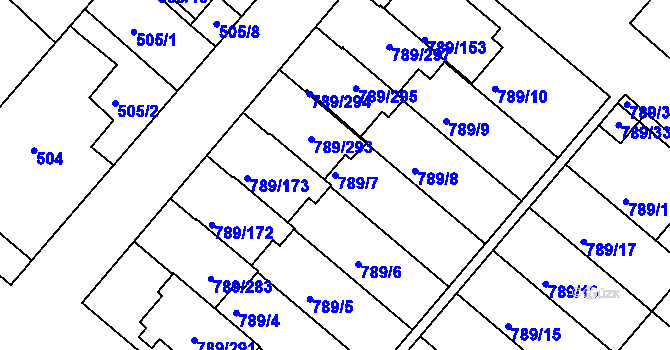 Parcela st. 789/7 v KÚ Strážnice na Moravě, Katastrální mapa