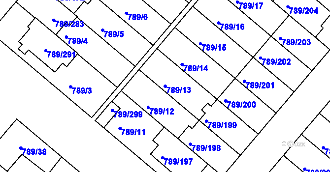 Parcela st. 789/13 v KÚ Strážnice na Moravě, Katastrální mapa