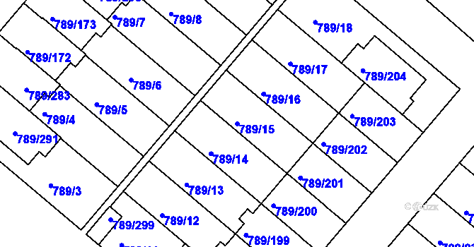 Parcela st. 789/15 v KÚ Strážnice na Moravě, Katastrální mapa